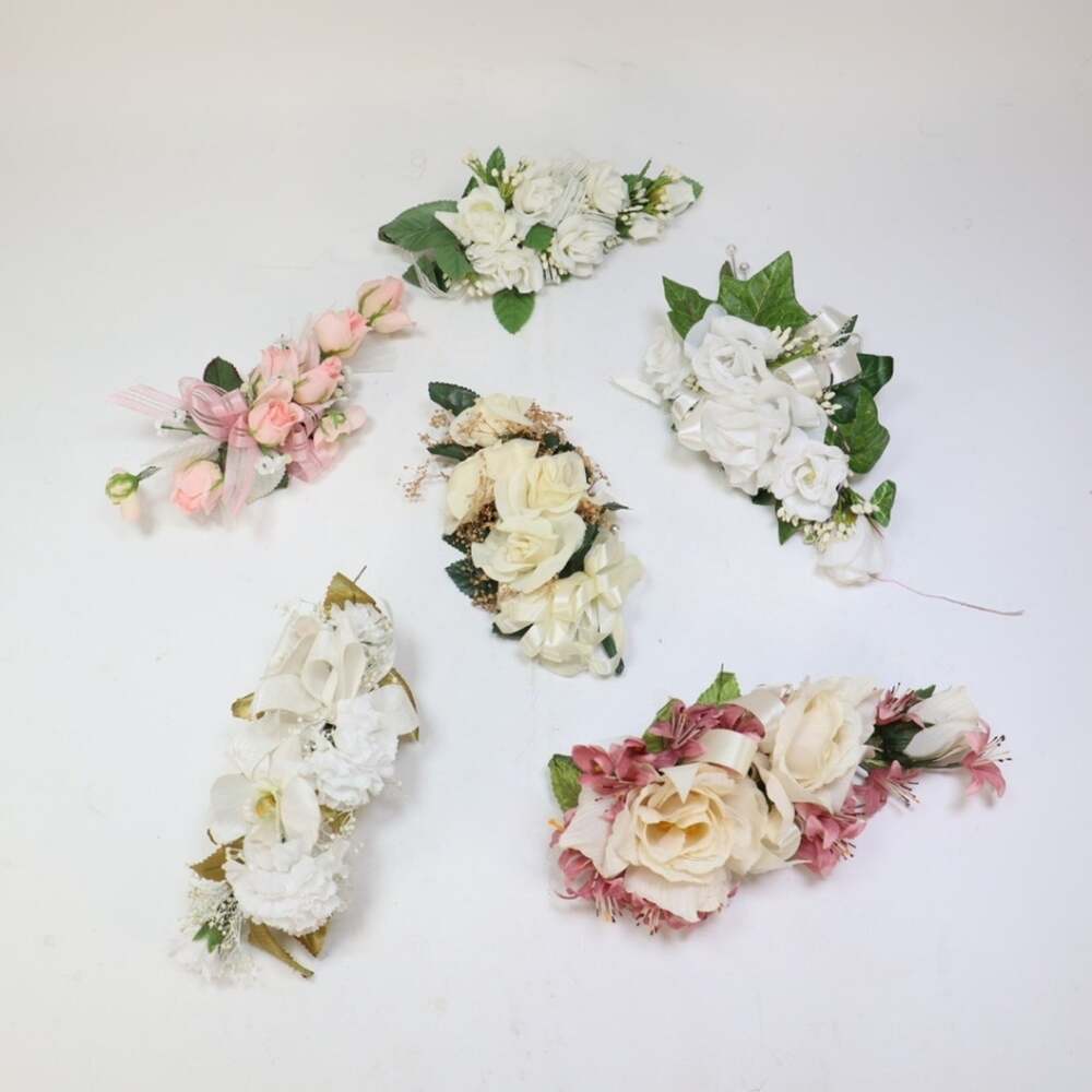 Wedding/Special Event Boutinnieres Bundle Of 6. White Pink Multicolor Groom Prom